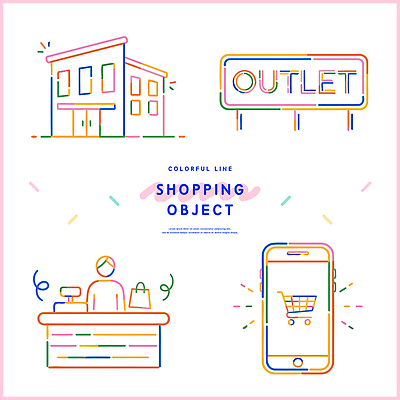 컬러 일러스트 비즈니스 모바일 쇼핑 세일 상점 디지털 쇼핑카 체험 소비 구매 고객 즐거움 상업 색감 모바일앱 국내일러스트 AI파일 감정 컨셉 카트 파일형식 벡터