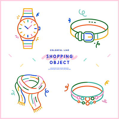디자인 응시 패션 시계 일러스트 목걸이 장신구 장식 쇼핑 유행 귀여움 스카프 다양 벨트 즐거움 오브젝트 모던 뷰티풀 색감 스타일 국내일러스트 AI파일 시선 잡화 감정 다수 컨셉 목도리 파일형식 벡터