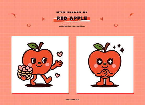 캐릭터 디자인 문화 상징 과일 일러스트 모션 아이스크림 표정 세트 귀여움 사과 저녁 즐거움 사과캐릭터 프로그램 키치 일러캐릭터 AI파일 감정 컨셉 디저트 야간 파일형식 벡터