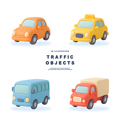 PSD 편집이미지 디자인 컬러 교통 자동차 버스 빨간색 파란색 장난감 노란색 3D 모형 트럭 택시 편집3D 육상교통 승용차 대중교통 디지털합성 파일형식