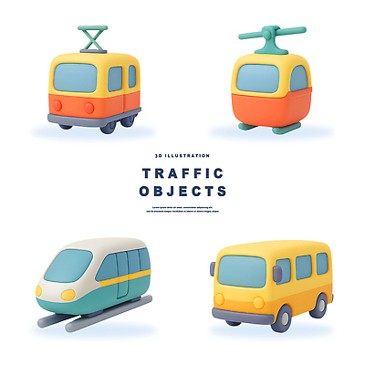 PSD 편집이미지 캐릭터 디자인 컬러 교통 버스 3D 모형 기차 도시 헬리콥터 전차 수단 편집3D 육상교통 대중교통 비행기 디지털합성 파일형식