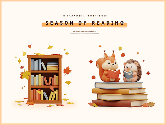 PSD 편집이미지 교육 여유 단풍 자연 책장 3D캐릭터 책 친구 독서 가을 즐거움 다람쥐 고슴도치 편집3D 캐릭터 계절 감정 가구 잎 포유류 관계 3D 설치류 생태계 파일형식