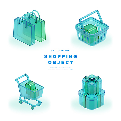 PSD 편집이미지 디자인 선물 생활 쇼핑 상자 쇼핑백 카트 투명 소비 상품 장바구니 상업 온라인쇼핑 편집3D 가방 3D 바구니 온라인 파일형식