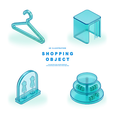 모양 PSD 편집이미지 디자인 장식 파란색 상자 상점 전시 투명 소비 옷걸이 오브젝트 편집3D 컬러 3D 파일형식