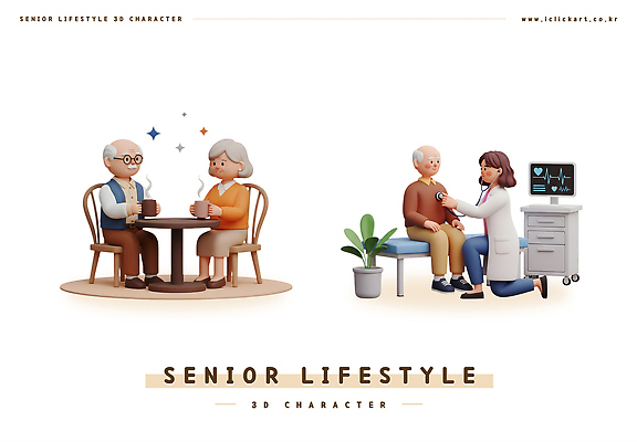 PSD 편집이미지 부부 노년 여유 음식 티타임 3D캐릭터 대화 생활 평화 식사 의료진 상담 건강검진 편집3D 직업 캐릭터 커플 감정 컨셉 의학 휴식 말하기 성인 3D 검사_조사 파일형식