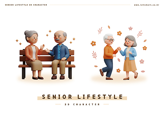 PSD 편집이미지 공원 노년 꽃 행복 벤치 함께함 3D캐릭터 따뜻함 대화 사랑 웃음 일상 친구 춤 소통 편집3D 식물 캐릭터 공공시설 감정 컨셉 의자 관계 문화예술 표정 말하기 성인 라이프 3D 파일형식