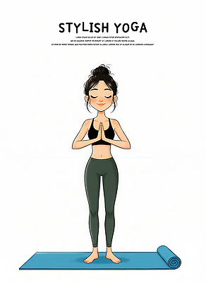 JPG 웰빙 여자 포즈 일러스트 요가 건강 운동복 운동 평화 스트레칭 매트 편안함 집중 연습 명상 힐링 국내일러스트 AI일러스트 AI콘텐츠 옷 컨셉 사람 감각 파일형식