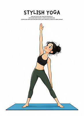 JPG 여자 포즈 신체 일러스트 요가 하늘 건강 운동 스트레칭 매트 시간 편안함 유연 집중 연습 명상 일과 팔 스타일 차분 국내일러스트 AI일러스트 AI콘텐츠 웰빙 컨셉 사람 신체부위 감각 파일형식