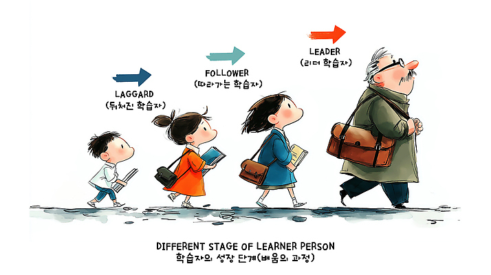 JPG 교육 일러스트 모션 친구 학습 유행 성장 발전 변화 그림 리더 단계 리더쉽 역할 참여 국내일러스트 AI일러스트 AI콘텐츠 컨셉 관계 파일형식