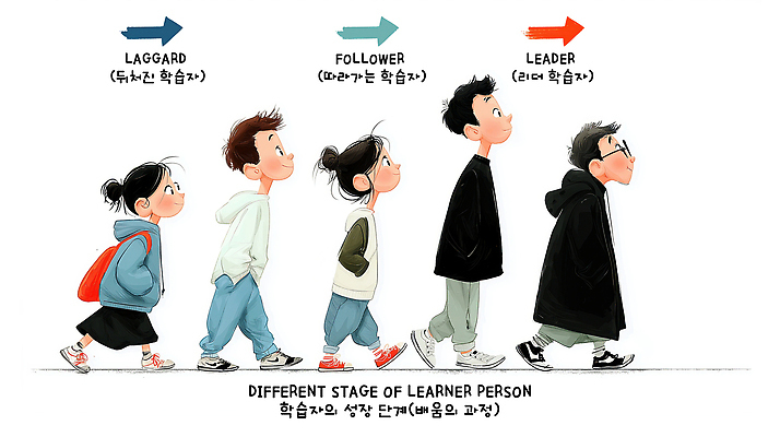 JPG 캐릭터 교육 어린이 일러스트 모션 사람 학습 성장 표현 발전 그림 리더 과정 단계 소통 이해 국내일러스트 AI일러스트 AI콘텐츠 컨셉 파일형식
