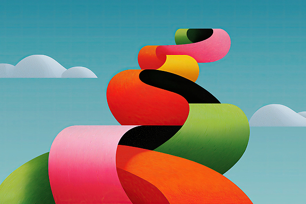 JPG 모양 디자인 길 예술 컬러 곡선 일러스트 하늘 풍경 그래픽 표현 조화 색채 창의성 국내일러스트 AI일러스트 AI콘텐츠 선 파일형식