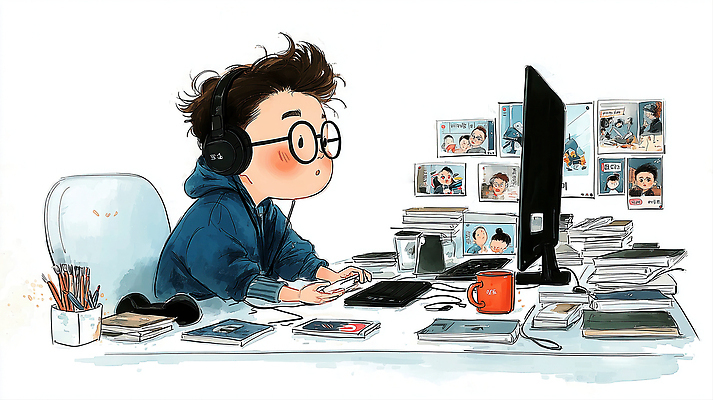 포토 JPG 캐릭터 일러스트 소년 취미 일상 책 친구 컴퓨터 디지털 헤드폰 기계 방 게임 집중 즐거움 그림 문서 창의성 혼란 국내일러스트 AI일러스트 AI콘텐츠 남자 감정 어린이 음향기기 컨셉 관계 놀이 라이프 전자제품 파일형식