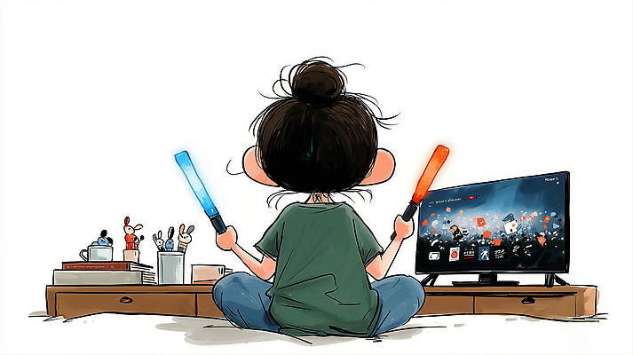 JPG 어린이 일러스트 가족 모션 놀이 주택 실내 취미 친구 스크린 텔레비전 게임 시간 놀이기구 집중 즐거움 오브젝트 상상력 창의성 응원봉 기획사 국내일러스트 AI일러스트 AI콘텐츠 감정 컨셉 회사 관계 응원 사람 내부 건물 전자제품 파일형식