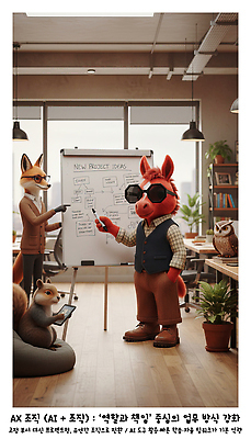 JPG 편집이미지 디자인 동물캐릭터 회의 협력 아이디어 사무실 돼지 프레젠테이션 화이트보드 여우 사무용가구 창의력 브레인스토밍 이미지편집 AI컴퓨터그래픽 AI콘텐츠 2026트렌드 동물 캐릭터 가구 컨셉 비즈니스 포유류 유행 파일형식 2026년