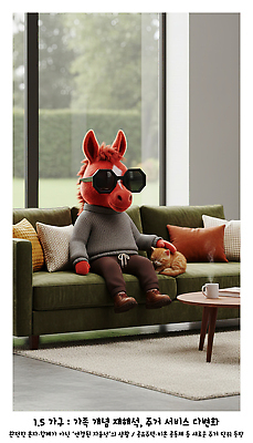 JPG 편집이미지 캐릭터 안경 인형 거실 가족 친구 반려동물 인테리어 소파 고양이 편안함 스웨터 말인형 이미지편집 AI컴퓨터그래픽 AI콘텐츠 2026트렌드 동물 디자인 잡화 상의 의자 포유류 관계 유행 감각 파일형식 2026년