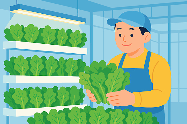 식물 음식 농업 채소 일러스트 실내 건강 농작물 농장 농사 수확 성장 작업 농부 상추 시설 친환경 수경재배 국내일러스트 AI파일 직업 산업 내부 환경 파일형식 벡터