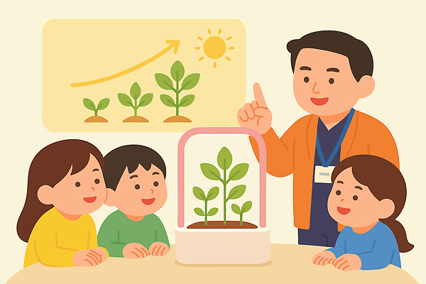 식물 교육 어린이 일러스트 교실 자연 생명 수업 실험 경고 설명 물 학습 태양 환경 농사 교사 흙 성장 흥미 국내일러스트 AI파일 자연요소 직업 컨셉 농업 학교 모션 사람 생태계 파일형식 벡터