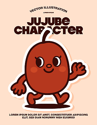 캐릭터 디자인 감정 컬러 백그라운드 일러스트 웃음 손짓 그래픽 걷기 귀여움 표현 그림 대추 생동감 벡터 일러캐릭터 AI파일 컨셉 모션 표정 파일형식