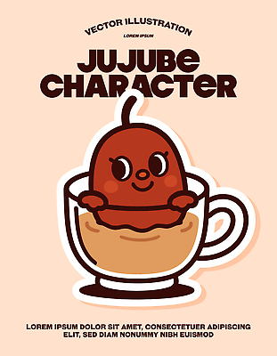 캐릭터 전통 디자인 여유 음료 컬러 일러스트 놀이 디저트 그래픽 컵 귀여움 농촌 즐거움 대추 맛있는 아기자기 일러캐릭터 AI파일 식기 감정 음식 컨셉 시골 파일형식 벡터