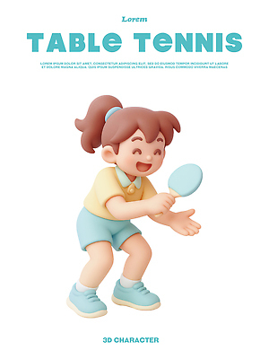 PSD 편집이미지 손 디자인 어린이 스포츠 모션 3D캐릭터 웃음 소녀 운동 게임 라켓 탁구 즐거움 창의성 편집3D 캐릭터 여자 감정 스포츠용품 놀이 표정 건강 사람 신체부위 3D 구기 파일형식