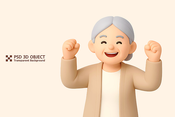 PSD 편집이미지 캐릭터 손 행복 감정 할머니 얼굴 포즈 가족 3D캐릭터 사랑 미소 기쁨 표현 세대 편집3D 여자 노년 관계 표정 신체부위 3D 파일형식