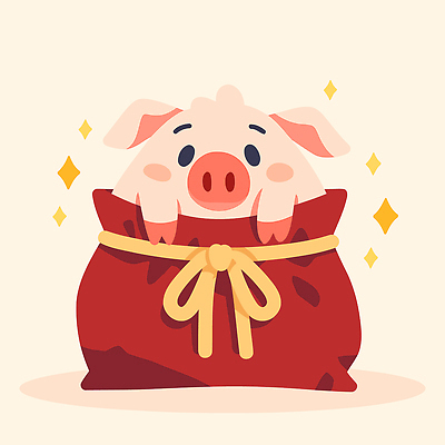 동물 전통 디자인 기념일 행복 일러스트 새해 한국 반짝임 귀여움 축제 돼지 행운 그림 이미지 자루 국내일러스트 AI파일 감정 아시아 컨셉 포유류 모션 이벤트 파일형식 벡터