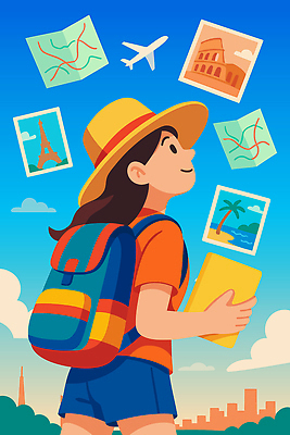 포토 나무 문화 바다 섬 여행 지도 일러스트 배낭 하늘 비행기 소녀 꿈 탐험 에펠탑 문서 파리 랜드마크 국내일러스트 AI파일 식물 여자 어린이 가방 항공교통 대중교통 파일형식 벡터