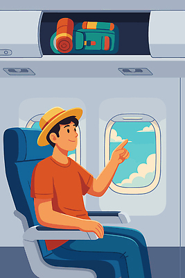 해외 여행 의자 일러스트 창문 손가락 하늘 비행기 풍경 여름 여행객 평화 꿈 자유 탐험 비행 즐거움 흰구름 일과 여행준비 국내일러스트 AI파일 손 계절 감정 가구 컨셉 항공교통 대중교통 사람 준비 파일형식 벡터 구름_자연