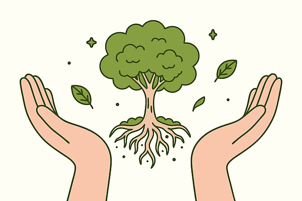 나무 식물 손 상징 잎 일러스트 자연 생명 사랑 그래픽 환경 정원 성장 보호 균형 친환경 뿌리 질서 국내일러스트 AI파일 감정 컨셉 신체부위 예절 생태계 파일형식 벡터