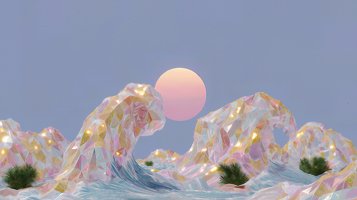 JPG 편집이미지 예술 파도 바다 컬러 자연 조명 수채화 풍경 그래픽 빛 태양 일몰 화려 디지털아트 환상 이미지편집 AI컴퓨터그래픽 AI콘텐츠 자연요소 컨셉 노을 생태계 파일형식