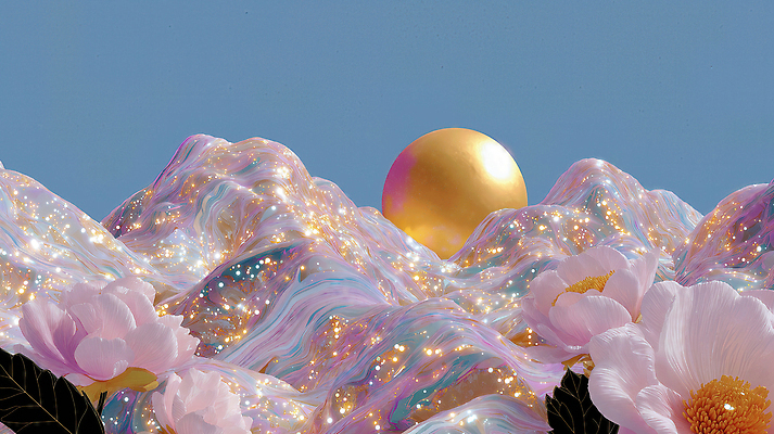 JPG 편집이미지 디자인 꽃 예술 컬러 백그라운드 자연 하늘 산 풍경 반짝임 태양 평화 뷰티풀 몽환 이미지편집 AI컴퓨터그래픽 AI콘텐츠 자연요소 식물 컨셉 모션 생태계 파일형식