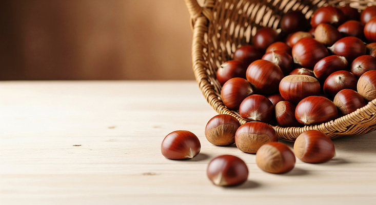 JPG 편집이미지 전통 음식 과일 재료 자연 디저트 건강 요리 풍경 바구니 수확 밤 나무탁자 자연친화적 편집실사 AI포토 AI콘텐츠 농업 탁자 견과류 CG 생태계 파일형식