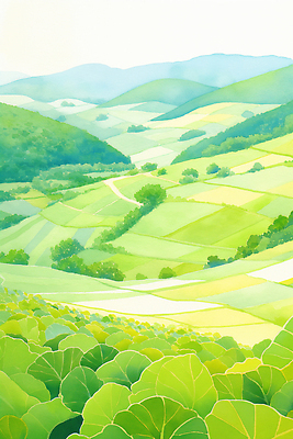 JPG 여행 농업 일러스트 자연 하늘 휴식 산 곡류 풍경 초록색 햇빛 농장 소풍 평화 계곡 자유 언덕 풍경화 국내일러스트 AI일러스트 AI콘텐츠 산업 컬러 컨셉 태양 야외활동 그림 생태계 파일형식