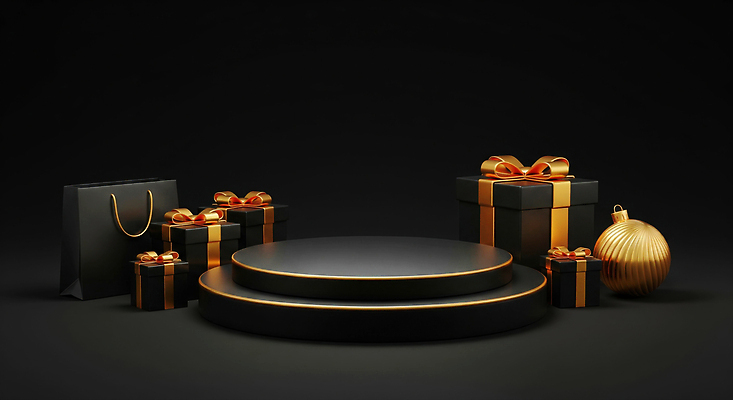 JPG 편집이미지 디자인 기념일 리본 백그라운드 포장 선물 이벤트 장식 상자 파티 검은색 금색 무대 오브젝트 이미지편집 AI컴퓨터그래픽 AI콘텐츠 컬러 파일형식