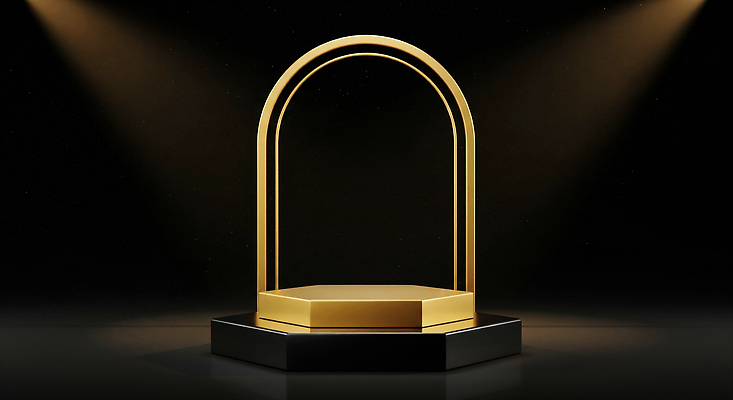 JPG 편집이미지 디자인 조명 장식 금색 무대 구조물 고급 아치 뷰티풀 설치미술 강조 이미지편집 AI컴퓨터그래픽 AI콘텐츠 건축 컬러 컨셉 파일형식