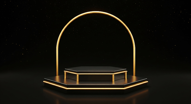 JPG 편집이미지 디자인 검은배경 조명 이벤트 장식 전시 공간 무대 분위기 배열 준비 육각형 이미지편집 AI컴퓨터그래픽 AI콘텐츠 도형 백그라운드 컨셉 검은색 파일형식