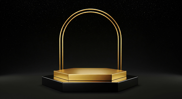 JPG 편집이미지 디자인 예술 조명 검은색 전시 공간 금색 구조물 제조 플랫폼 모던 아치 육각형 설치 창의성 이미지편집 AI컴퓨터그래픽 AI콘텐츠 도형 건축 컬러 교통시설 파일형식