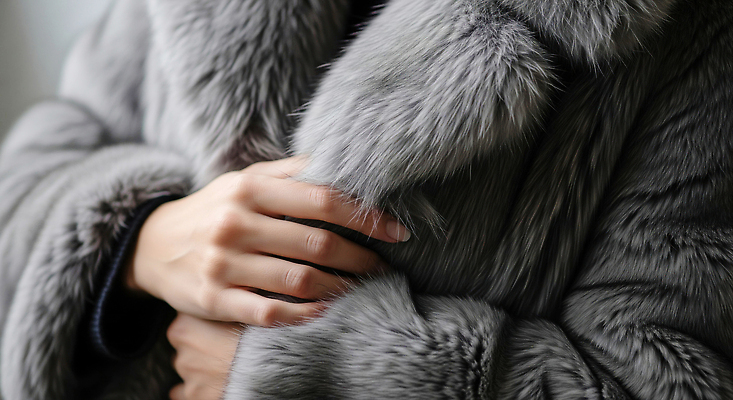 JPG 편집이미지 손 옷 여자 패션 겨울 따뜻함 회색 코트 고급 모피 부드러움 감싸기 의료성형뷰티 스타일 편집실사 AI인물포토 AI콘텐츠 계절 컬러 컨셉 모션 사람 신체부위 외투 감각 CG 파일형식 AI포토