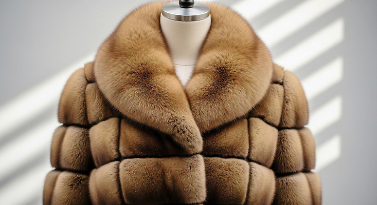 JPG 편집이미지 디자인 옷 패션 겨울 조명 털 따뜻함 갈색 전시 코트 고급 우아함 모피 질감 스타일 편집실사 AI포토 AI콘텐츠 계절 컬러 컨셉 외투 CG 파일형식