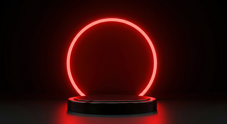 JPG 편집이미지 디자인 예술 조명 장식 빨간색 인테리어 공간 원형 분위기 받침대 이미지편집 AI컴퓨터그래픽 AI콘텐츠 도형 컬러 컨셉 파일형식