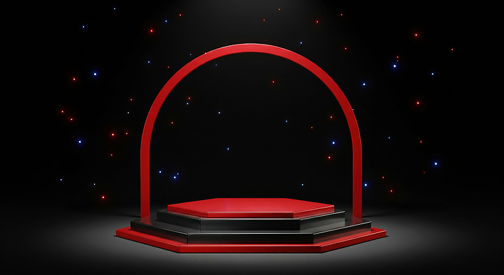 JPG 편집이미지 디자인 예술 조명 이벤트 빨간색 검은색 축제 공연 공간 무대 분위기 아치 이미지편집 AI컴퓨터그래픽 AI콘텐츠 컬러 컨셉 파일형식