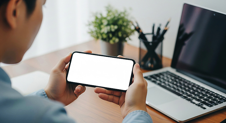 JPG 편집이미지 남자 화분 커뮤니케이션 기술 일상 노트북 스마트폰 사무실 디지털 공간 작업 집중 책상 모던 소통 의료성형뷰티 편집실사 AI인물포토 AI콘텐츠 가구 컨셉 비즈니스 사람 라이프 전자제품 핸드폰 스마트기기 CG 파일형식 AI포토