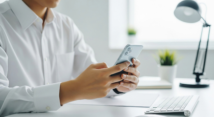 JPG 식물 편집이미지 손 남자 커뮤니케이션 휴식 직장 기술 스마트폰 사무실 스크린 키보드 업무 작업 집중 모던 의료성형뷰티 편집실사 AI인물포토 AI콘텐츠 컨셉 회사 비즈니스 사람 신체부위 핸드폰 스마트기기 CG 파일형식 AI포토