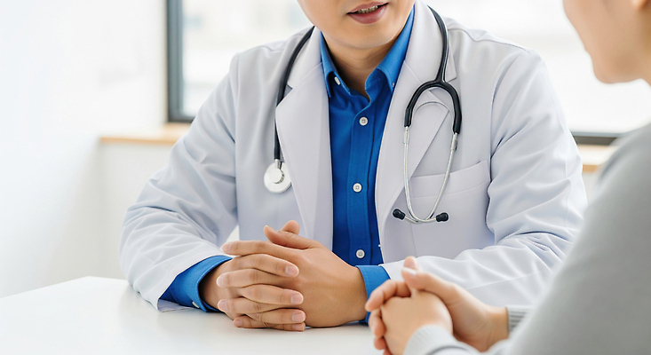 JPG 편집이미지 옷 의학 건강 병원 대화 치료 진료 환자 의사 질문 상담 목소리 써클 의료성형뷰티 편집실사 AI인물포토 AI콘텐츠 말하기 의료진 CG 파일형식 AI포토