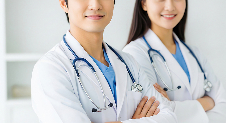 JPG 편집이미지 의학 협력 건강 병원 치료 진료 환자 의료진 의사 의료성형뷰티 편집실사 AI인물포토 AI콘텐츠 직업 CG 파일형식 AI포토