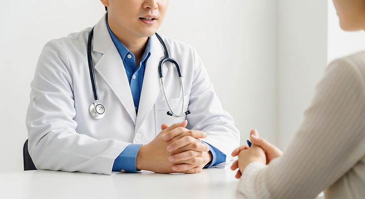 JPG 편집이미지 의학 건강 치료 믿음 진료 환자 의사 전문직 질문 상담 의사소통 증상 진료실 의료성형뷰티 편집실사 AI인물포토 AI콘텐츠 직업 감정 병원 의료진 CG 파일형식 AI포토