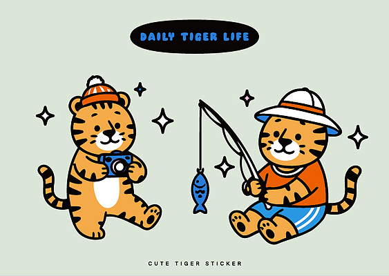 동물 바다 스티커 일러스트 모션 자연 하늘 낚시 어류 여름 친구 카메라 귀여움 도전 호랑이 즐거움 외출 심플 연휴 일러캐릭터 AI파일 캐릭터 계절 감정 컨셉 포유류 관계 레저 전자제품 공휴일 수중동물 생태계 파일형식 벡터