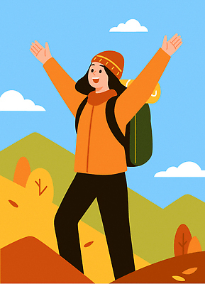 계절 감정 컨셉 잎 가방 레저 건강 트래킹 생태계 파일형식 벡터 산 등산 기쁨 풍경 사람 하늘 자연 단풍 여행 즐거움 배낭 옷 날씨 모션 외출 운동 휴식 행복 국내일러스트 AI파일 일러스트 하이킹 가을