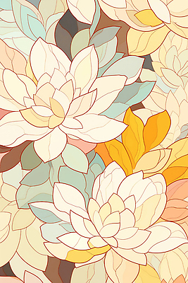 JPG 디자인 꽃 감정 화초 예술 컬러 백그라운드 잎 패턴 일러스트 자연 따뜻함 장식 여름 평화 수중식물 연습 화사함 뷰티풀 자연물 국내일러스트 AI일러스트 AI콘텐츠 식물 계절 컨셉 무늬 생태계 파일형식