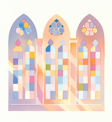 JPG 모양 건축 기독교 종교 예술 컬러 일러스트 창문 내부 반짝임 햇빛 성당 공간 의식 조용 신성 고딕양식 뷰티풀 국내일러스트 AI일러스트 AI콘텐츠 종교건축 모션 태양 파일형식